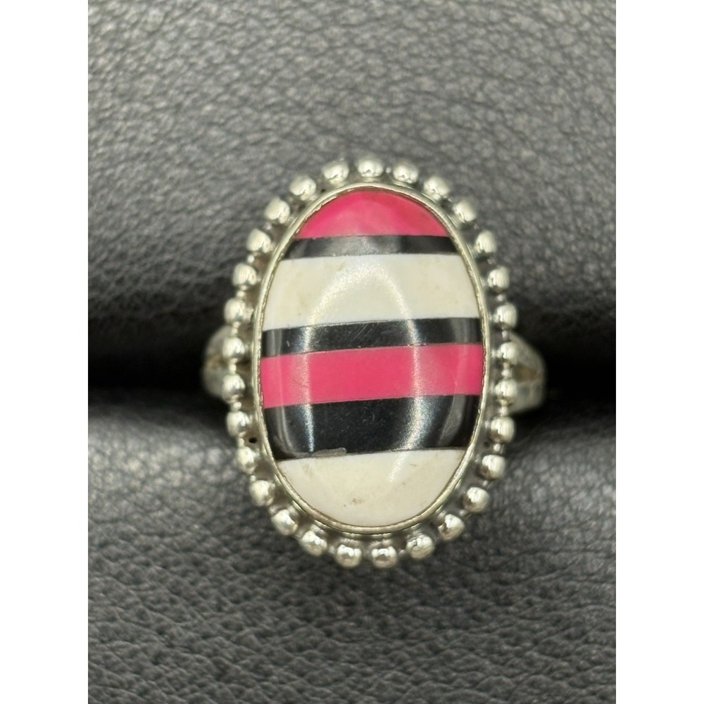 EUC Sterling Silver Howlite Ring 5 Grams Size 6.75 F8